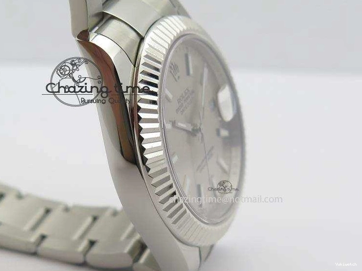 SS II 116334 On Sliver Sticks Dial Markers 41mm A3136 SS Gray Datejust Bracelet 0405